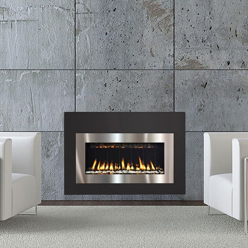 TWENTY6 Fireplace Insert with Combo Stainless Steel and Satin Black Surround